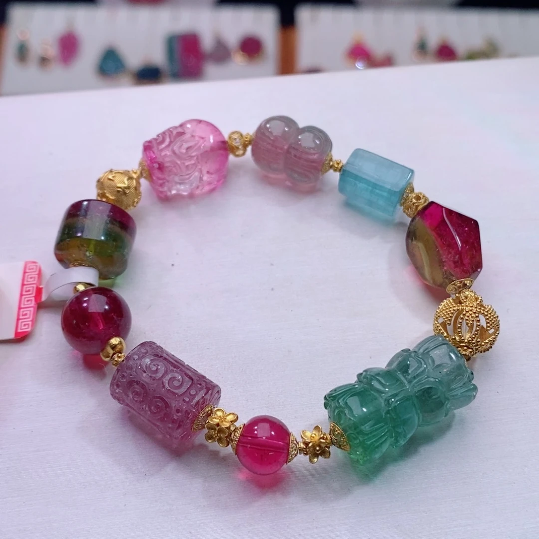 手链18K金镶嵌碧玺碧玺A手链