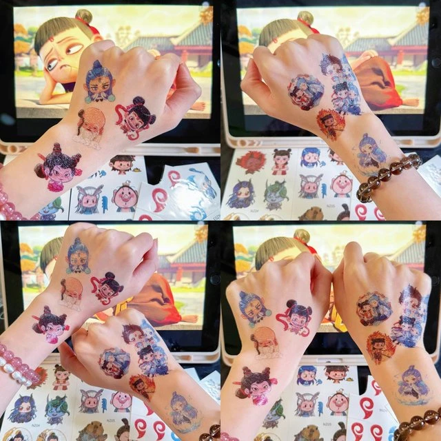 哪吒2闪粉眉心脸贴画儿童纹身贴敖丙装扮卡通贴纸魔童周边cos玩具