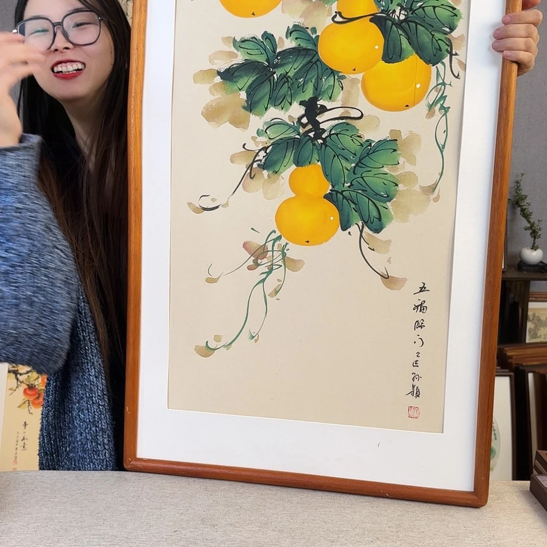 书法纯手绘，纯手写带框尺寸：53×103厘米