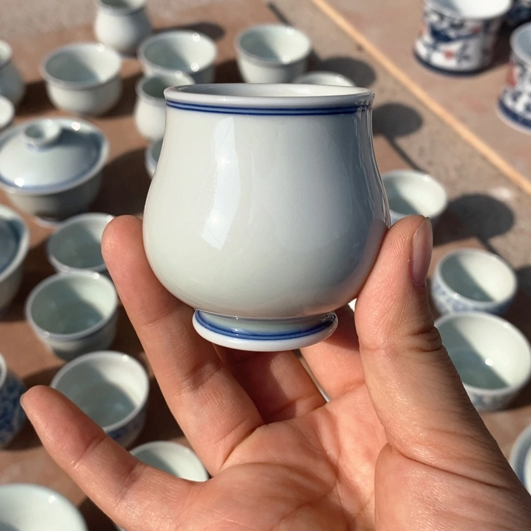 瓷片景德镇手绘陶瓷青花杯