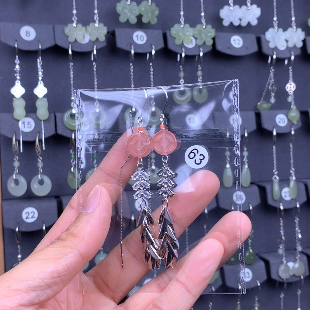 南红玛瑙耳饰银S925镶嵌伊*
