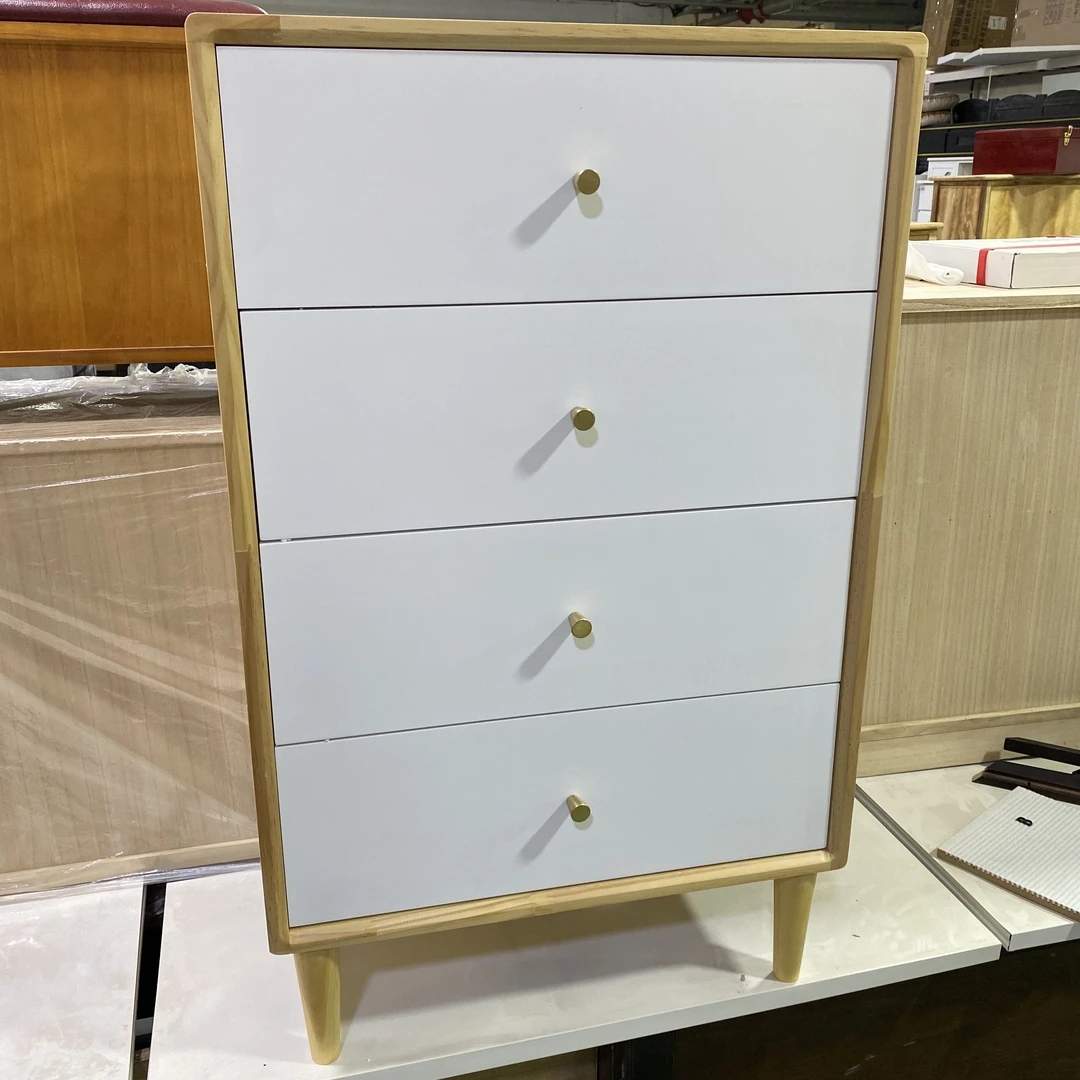 897实木白色四抽大斗柜收纳柜