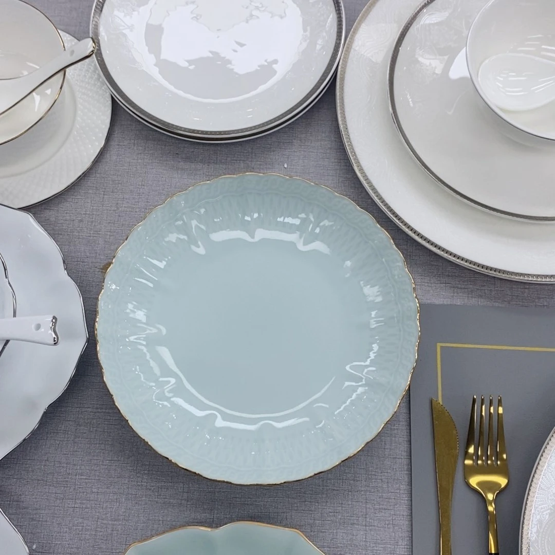 骨瓷?***间青瓷散件盘