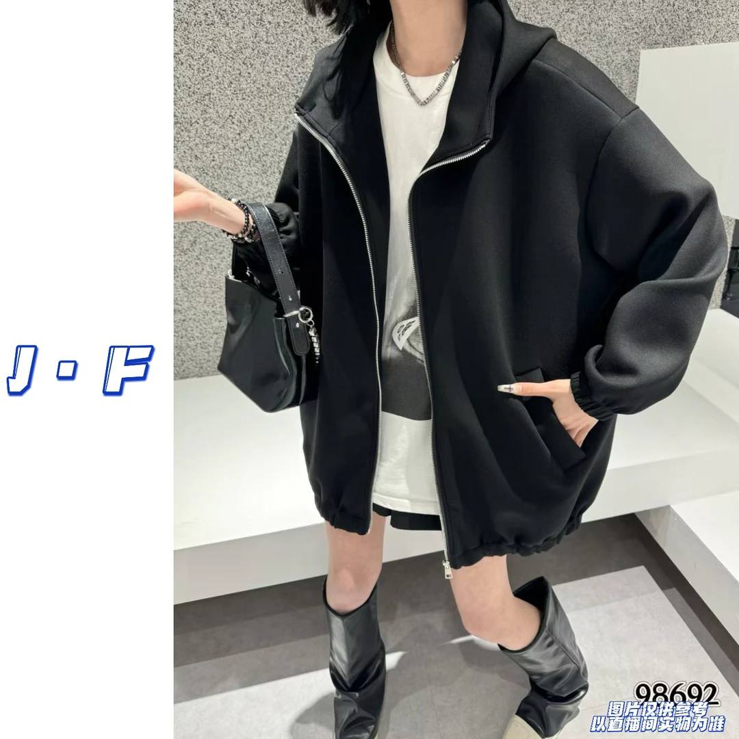 JF定制大码女装宽松休闲百搭连帽长袖外套98692
