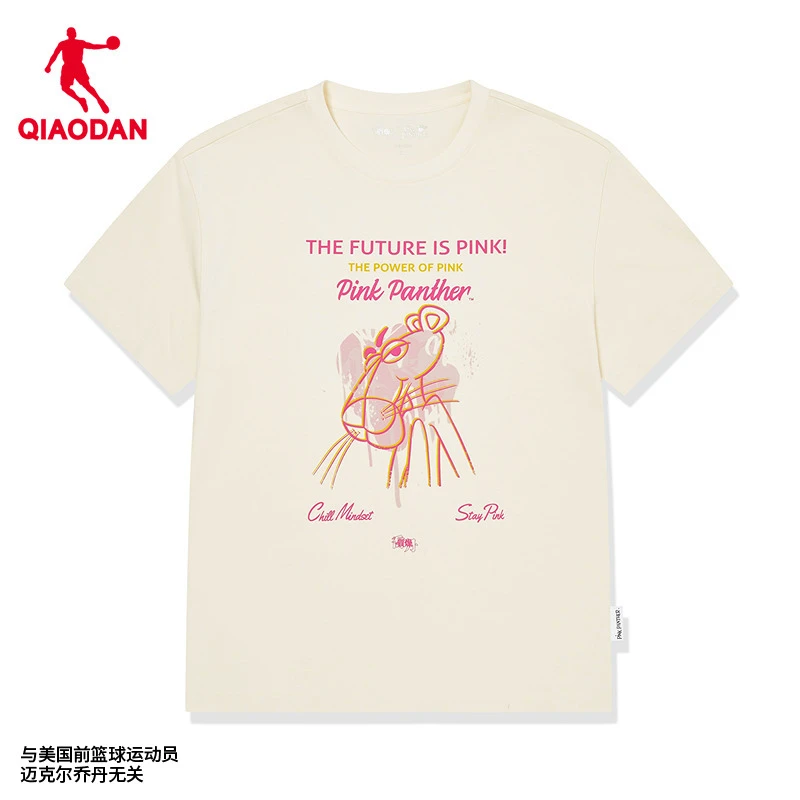 乔丹X粉红豹联名短袖T恤男士2025夏季新款时尚透气宽松情侣上衣女