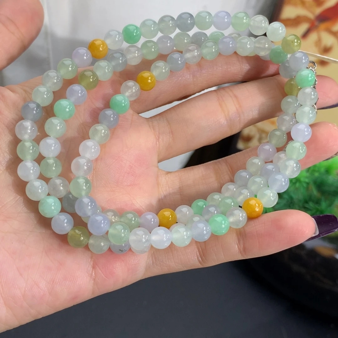 翡翠未镶嵌手串卡6胶润多宝项链