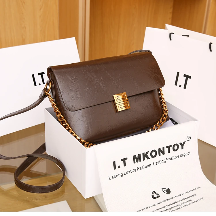 百搭轻奢潮流女士单肩斜挎包1005咖色