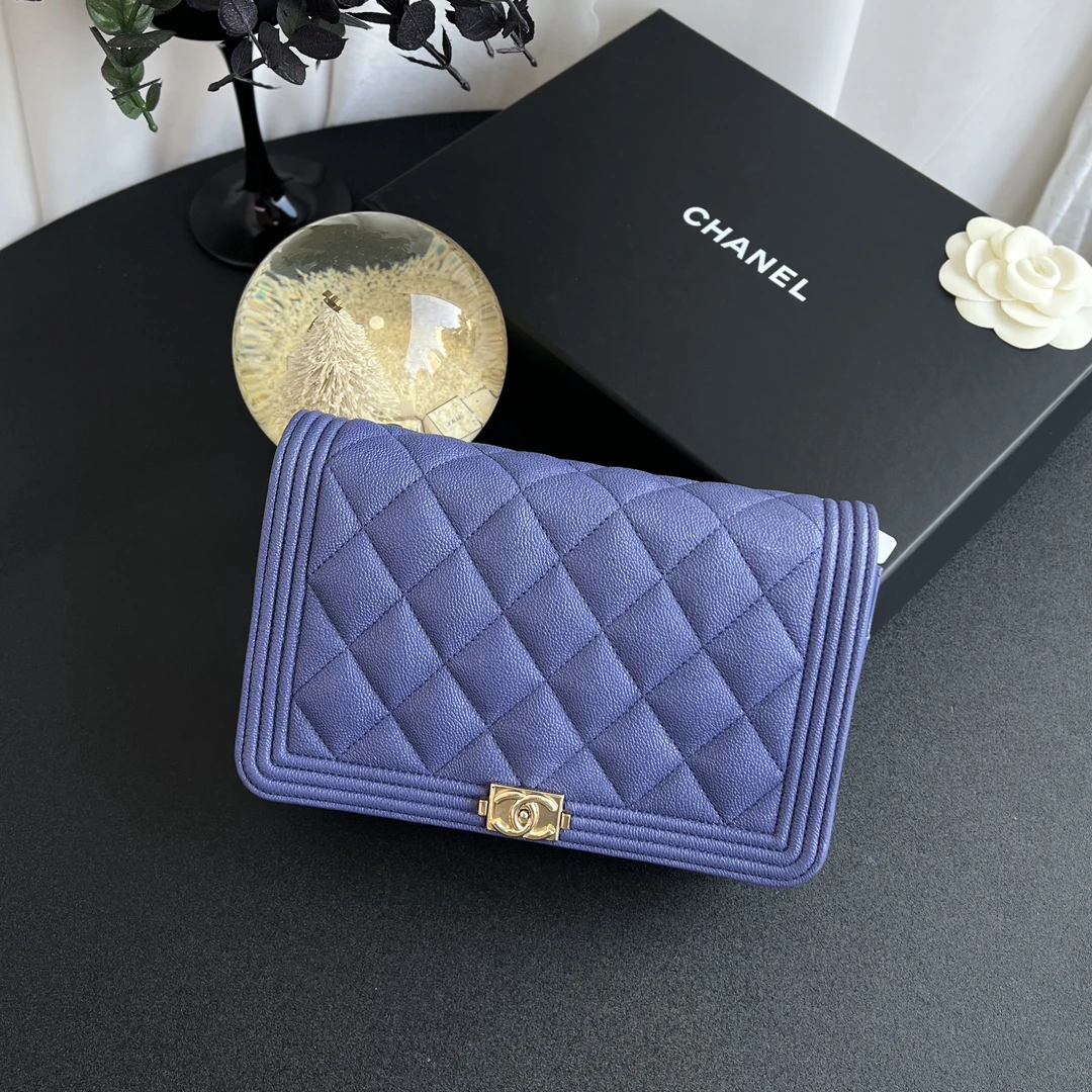 95新 Chanel/香奈儿 香奈儿薰衣草紫荔枝Leboy woc斜挎包30开带卡