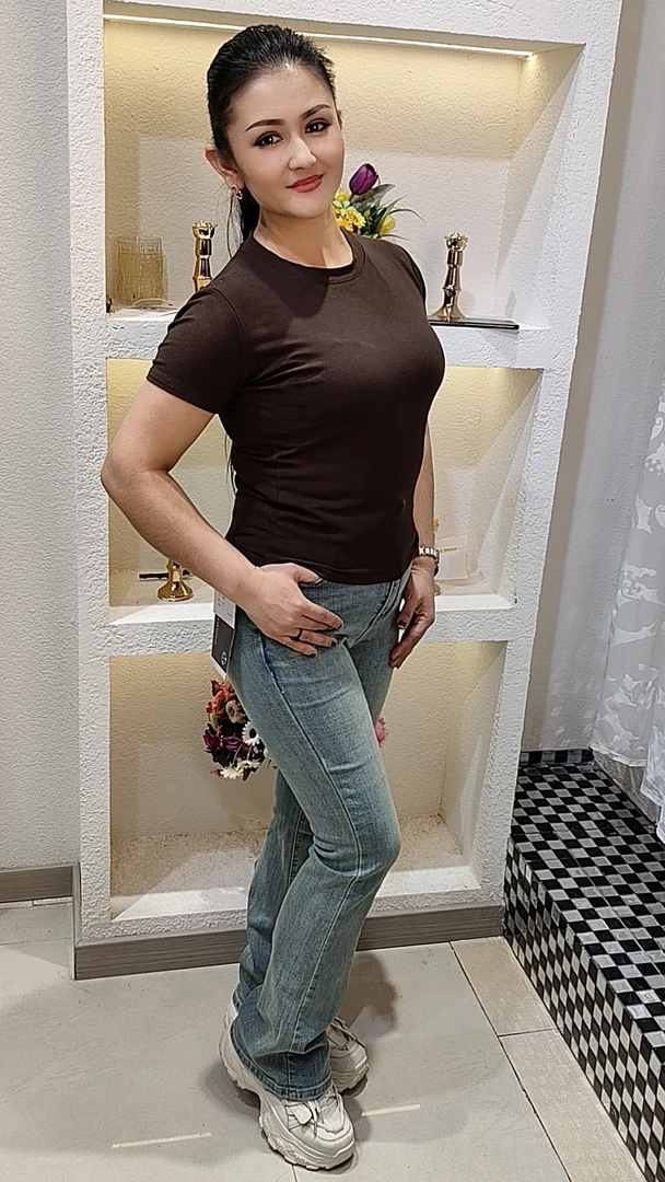 3205新款长款女士淡蓝色直筒拖地高腰裤牛仔裤包邮