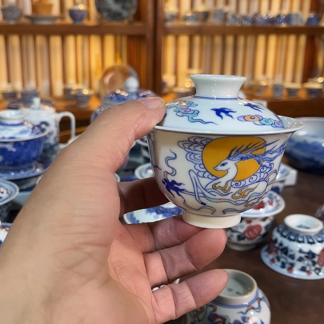 錡镇堂手工手绘盖碗