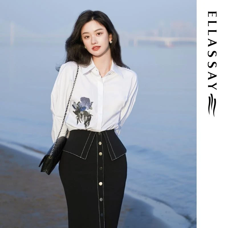 ELLASSAY歌力思新款高级感醋酸连衣裙套装女EWF341Y06800