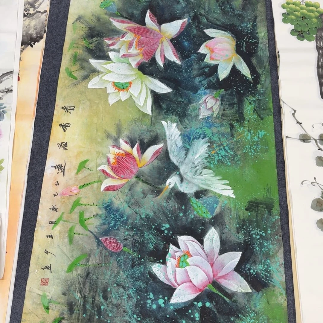国画140×70手绘作品画画