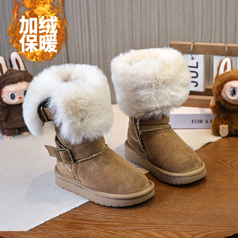 【欧货】女童雪地靴冬季加绒加厚儿童保暖东北棉靴防滑长筒靴软棉鞋