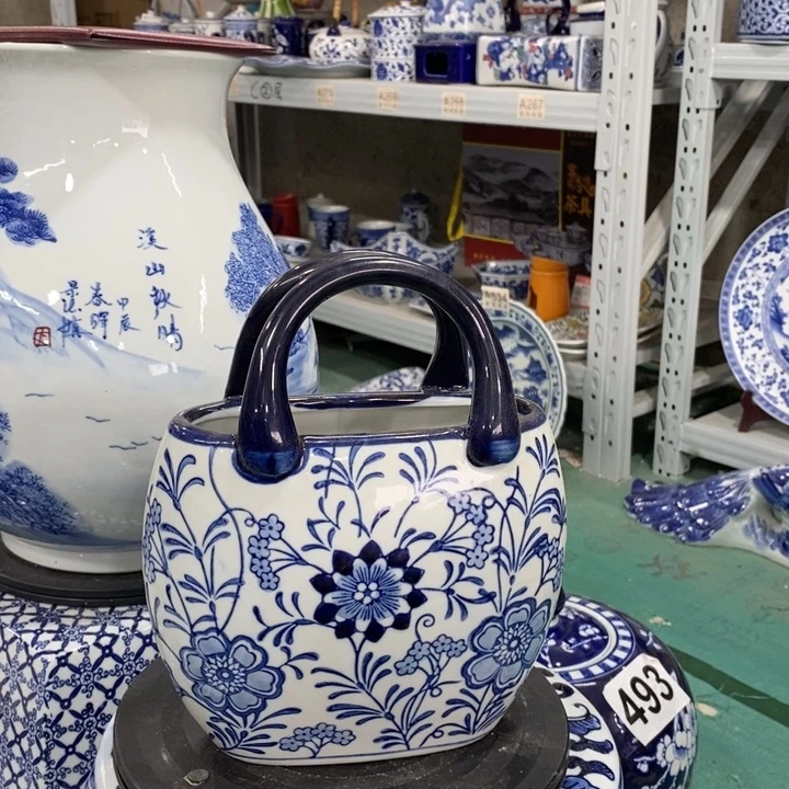 摆件手绘陶瓷手提包包