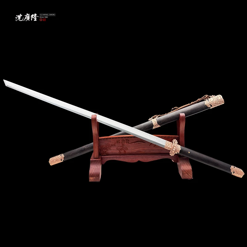 龙泉沈广隆-凌霜唐刀 紫铜 黑檀木 花纹钢 宝剑 未开刃