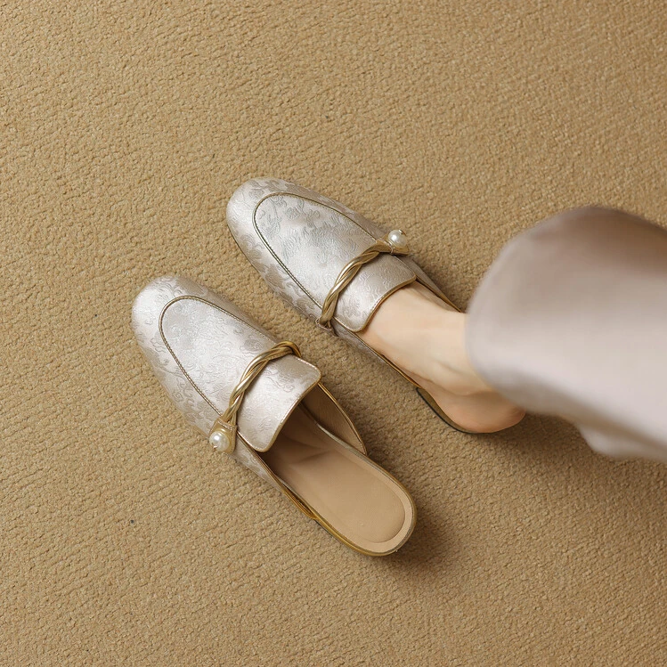 包头半拖鞋女鞋外穿夏季凉拖鞋女款2025新款爆款新中式国风穆勒鞋