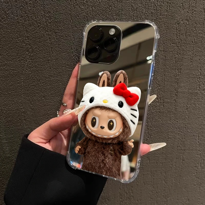 可爱公仔kt猫手机壳适用iPhone17promax镜面苹果14布偶13镜子1612