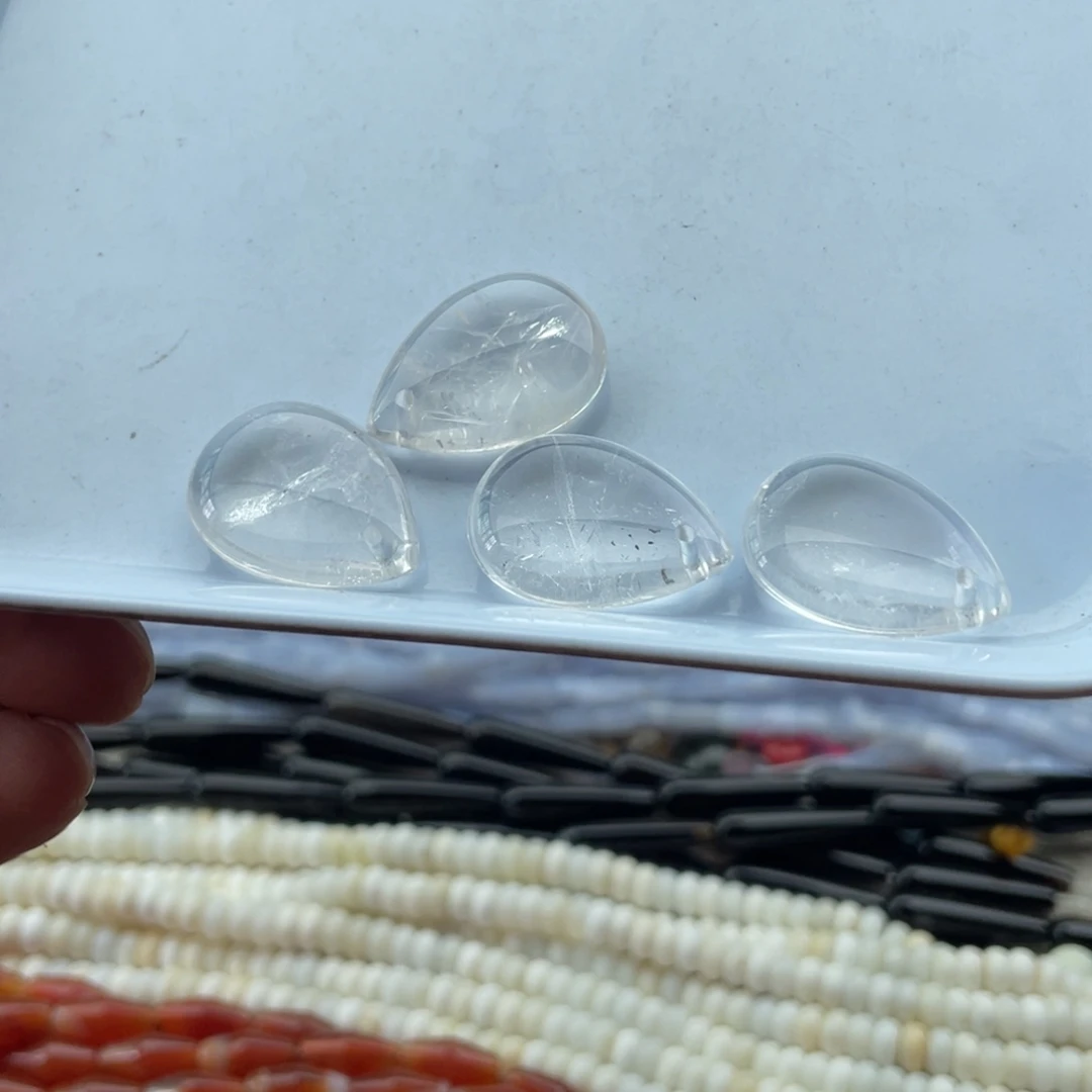 玛瑙/玉髓合金珠宝半成品一个装白水水滴吊坠17*24mm