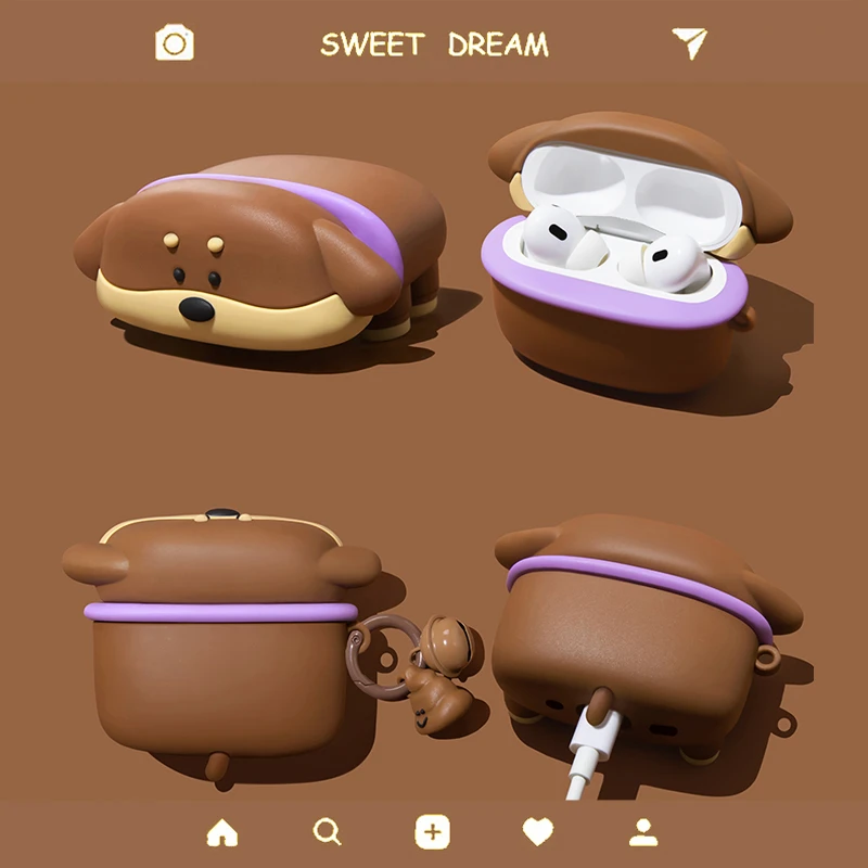 可爱腊肠狗狗AirPods4代蓝牙耳机套适用airpodspro2保护壳苹果3代