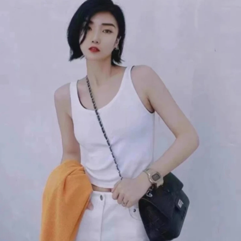 阿玛施AMASS 纯色吊带显瘦时尚百搭短款打底女士韩版背心5399574