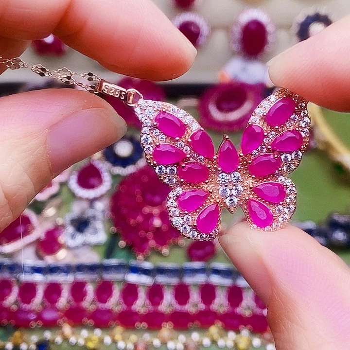 银S925镶嵌颈饰红宝石9