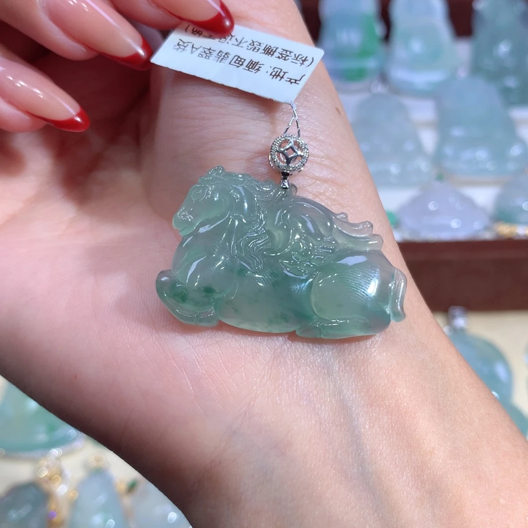 吊坠(不含链)18K金镶嵌翡翠