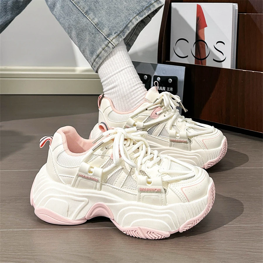 Warrior/回力爆款老爹鞋2025女鞋新款透气厚底增高运动休闲鞋子
