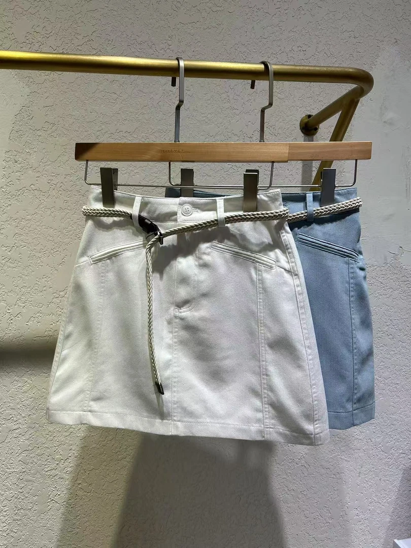 牛仔短裙A字群中腰
