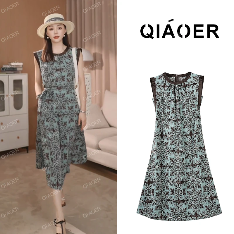 乔儿定制【海岛假日】百搭连衣裙碎花气质时尚夏季宽松印花无袖薄