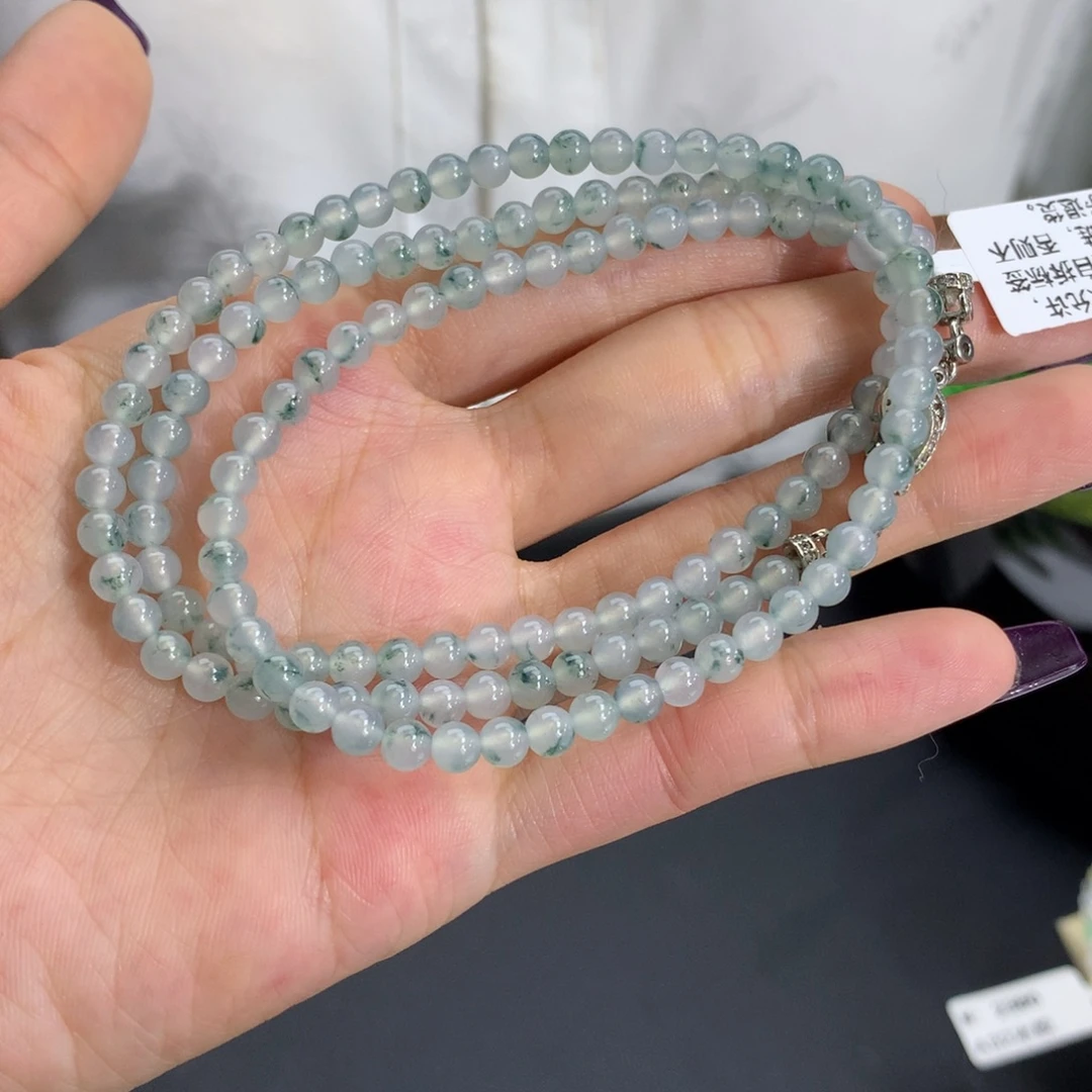 未镶嵌手链翡翠卡4.5冰胶蓝飘花项链