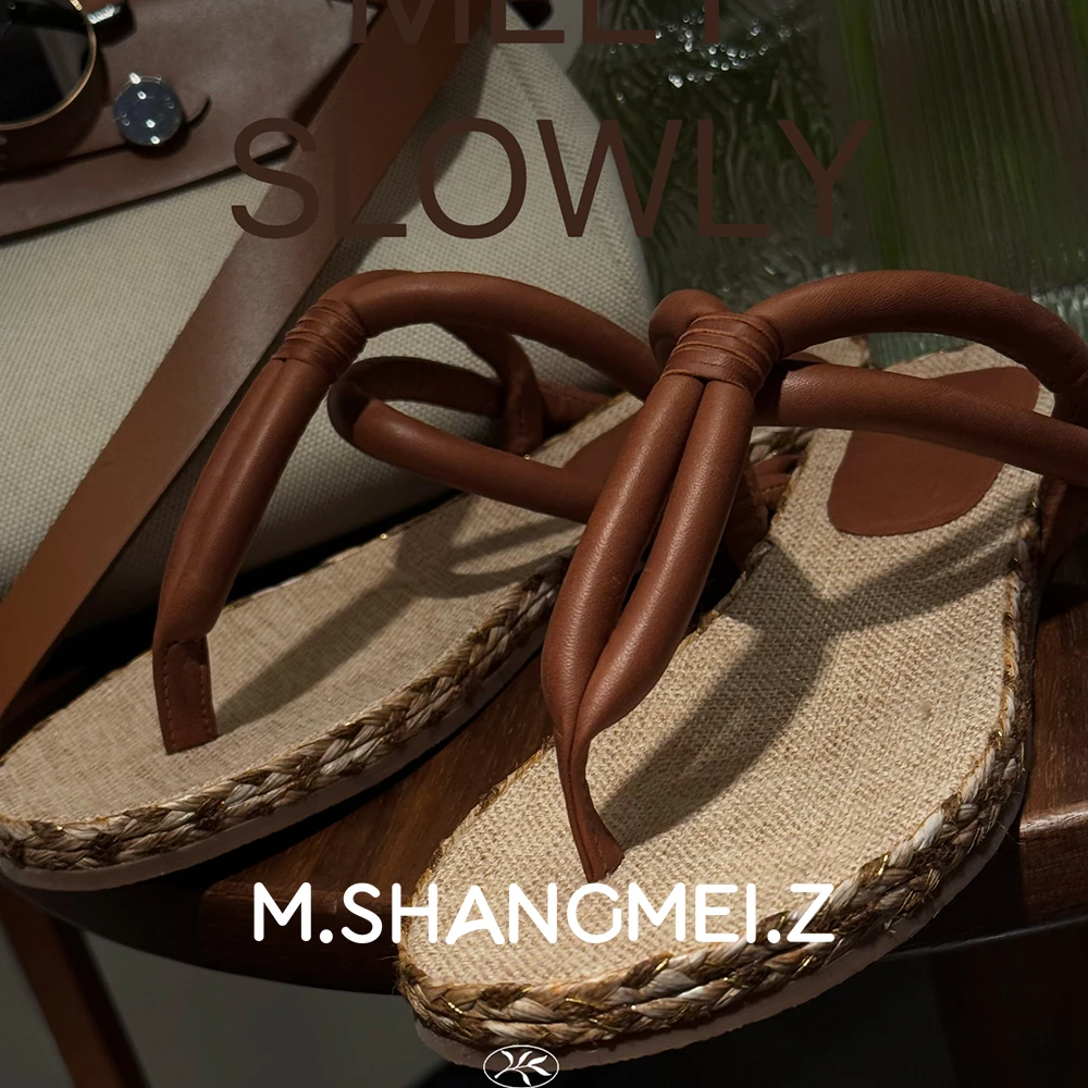M.SHANGMEI.Z/沐熙美大哥简约沙滩休闲田园风平底人字拖鞋F04287