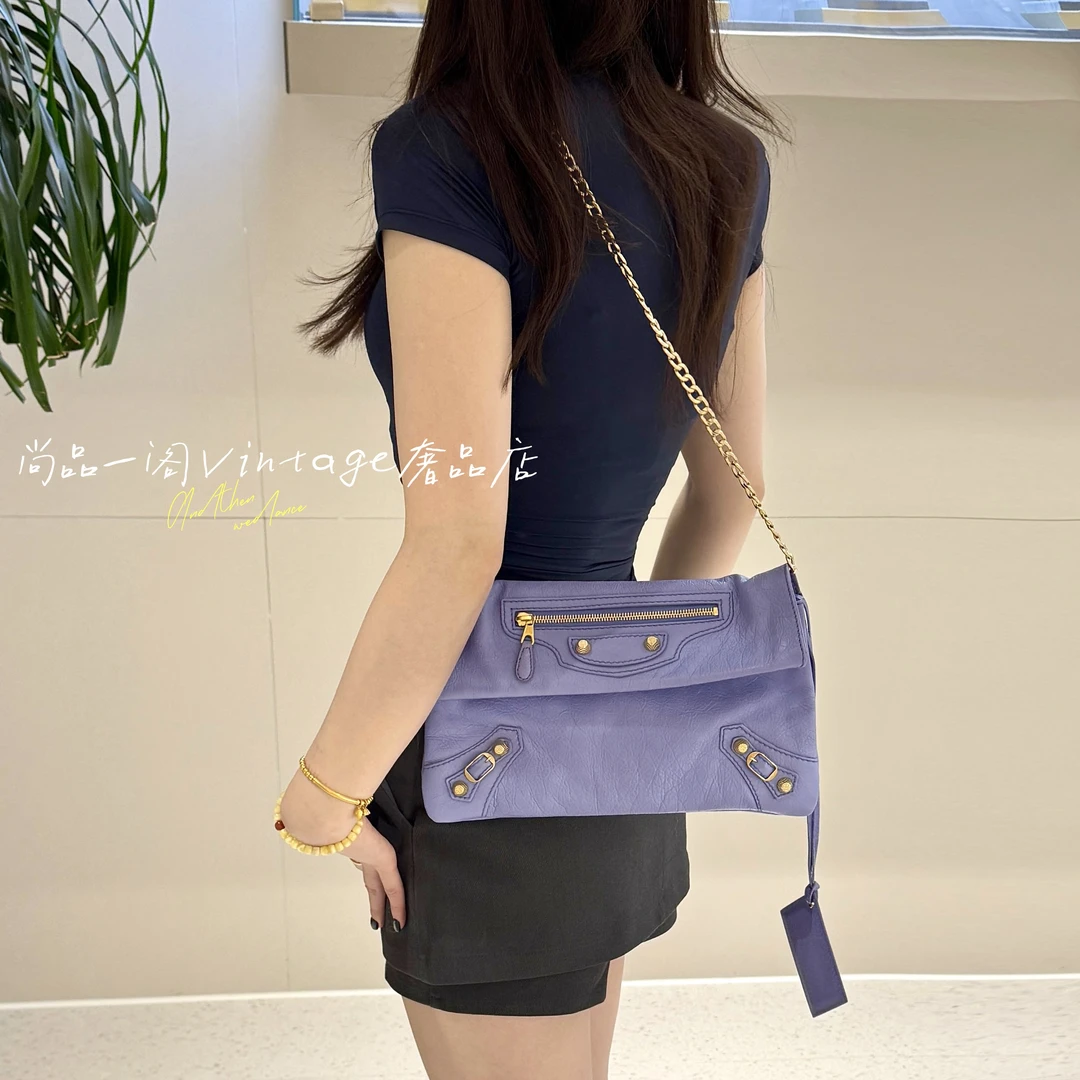 95新 Balenciaga/巴黎世家 尚品一阁/紫色机车手拿