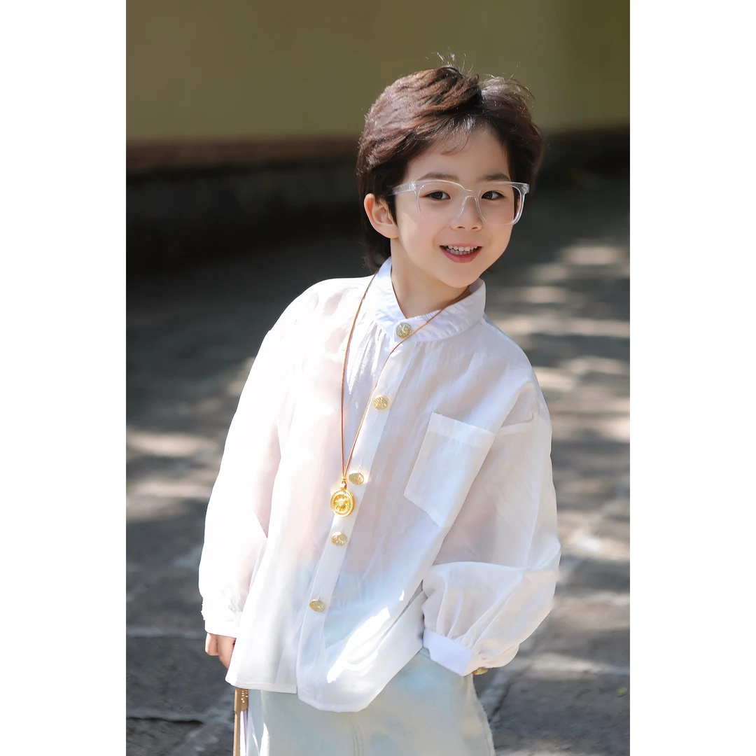 【现货】伟伟同款【月舒云白】2025春季新款白衬衫童装WW0587
