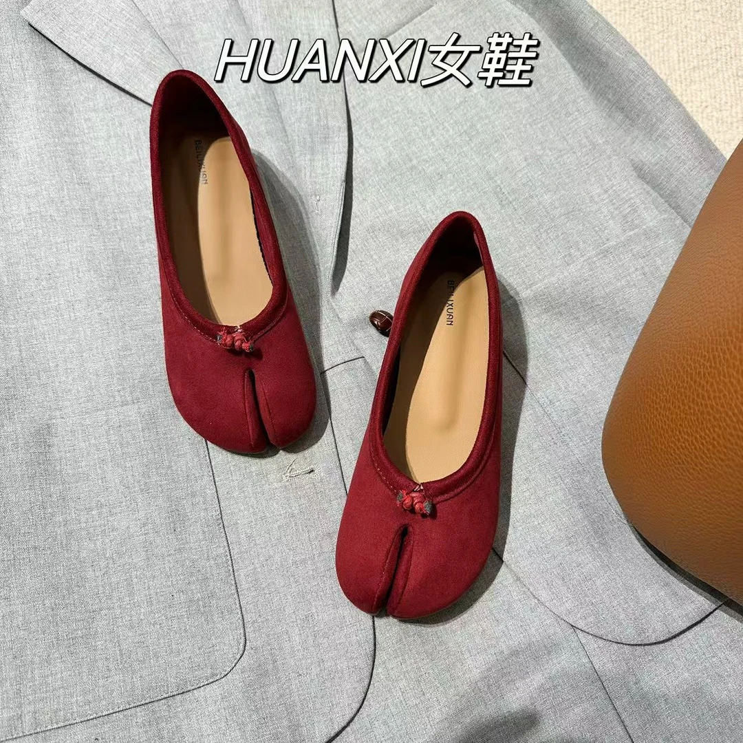 分指圆头增高单鞋舒适浅口韩版秋季平底女鞋时尚方头软底