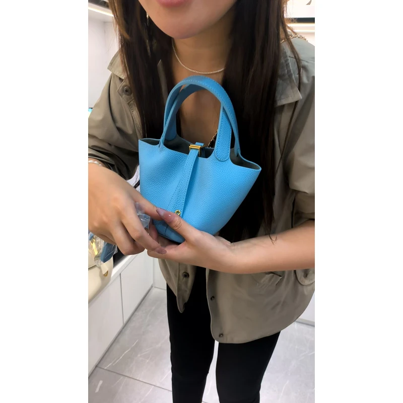 YUSHA/高档mini蓝色阿菜包金扣