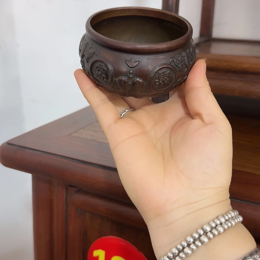 黄铜复古装饰摆件铜笔洗8/4.5厘米