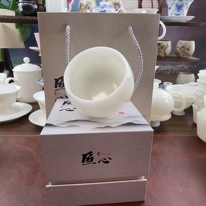 礼盒装：隐唐窑/璞玉素烧自生釉170ml罗汉主人杯