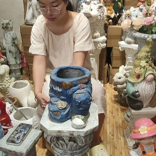 合成树脂氧化镁牛仔跪裤花盆