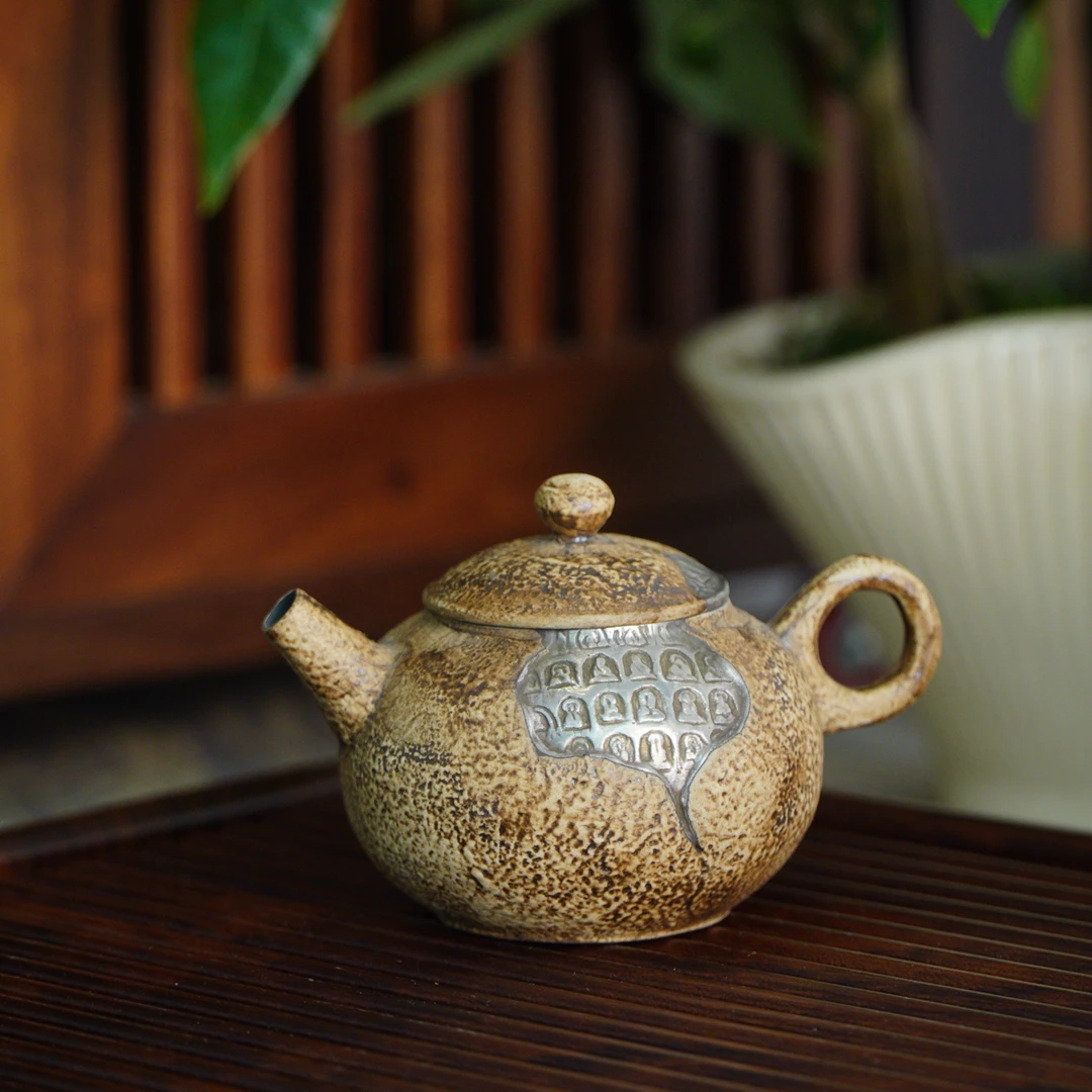 尘造重现复古陶瓷粗陶万佛朝宗手工壶家用功夫泡茶老岩泥单壶茶具