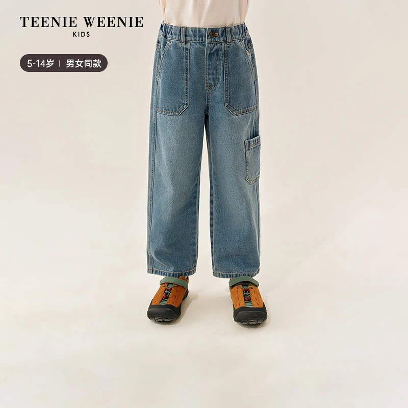 TeenieWeenie Kids小熊童装25年秋季工装风直筒牛仔裤TKTJ257786I