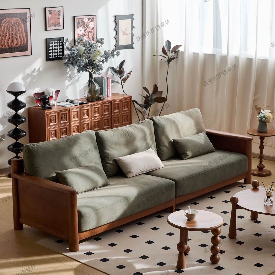 帆船实木沙发现代北欧木家具客厅家用皮沙发