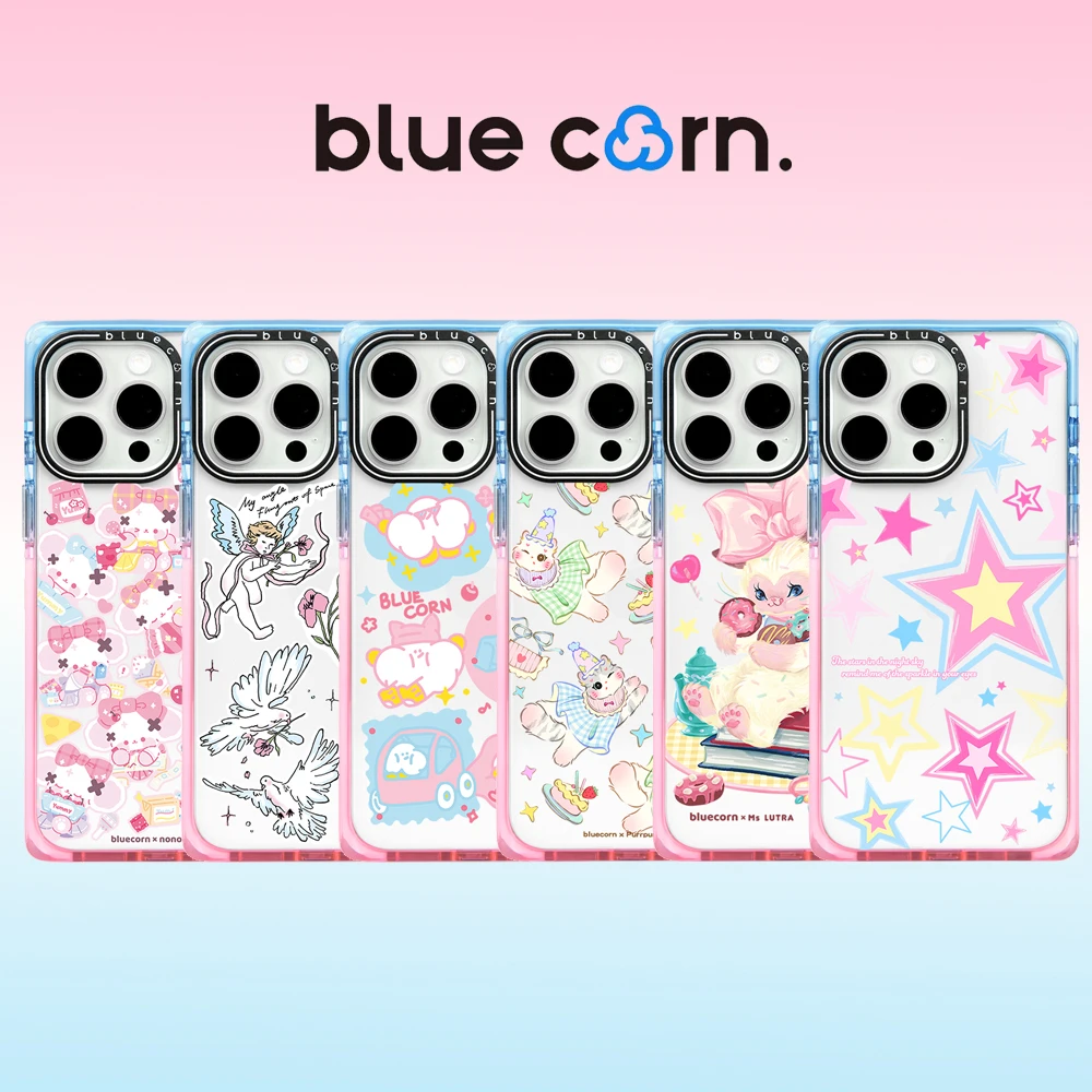Bluecorn粉蓝果冻 奶方方形直角适用于iPhone16/15/Pro/Max手机壳