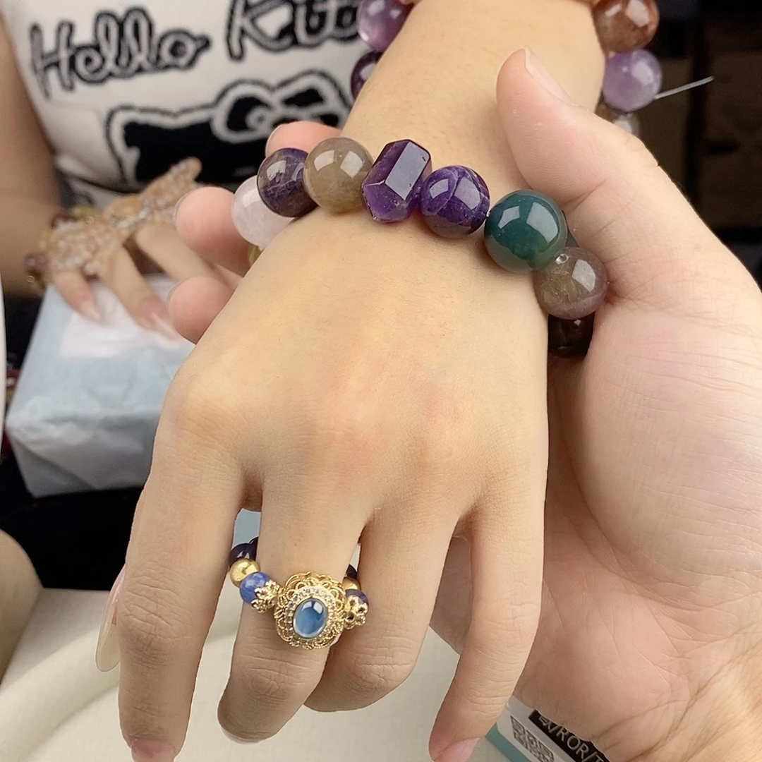 水晶银S925镀金镶嵌手链