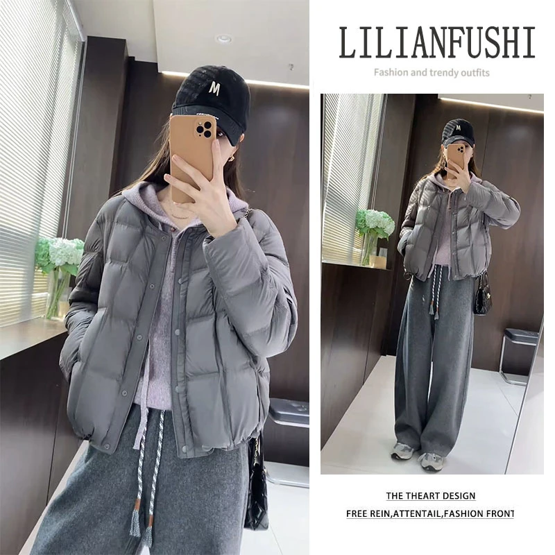 秋冬搭配2025新款百搭棉服外套长袖连帽针织衫显瘦阔腿裤三件套女