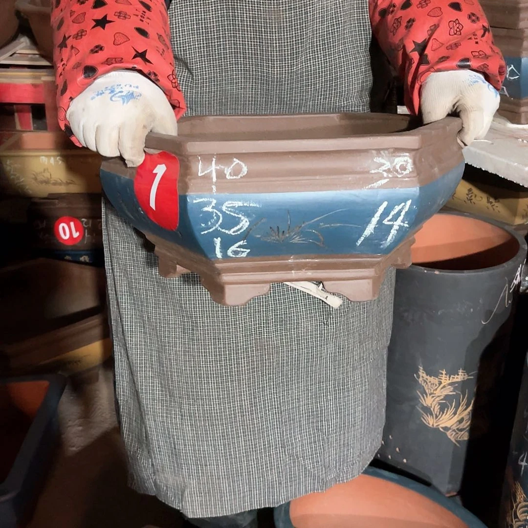 紫砂花盆六方盆一个