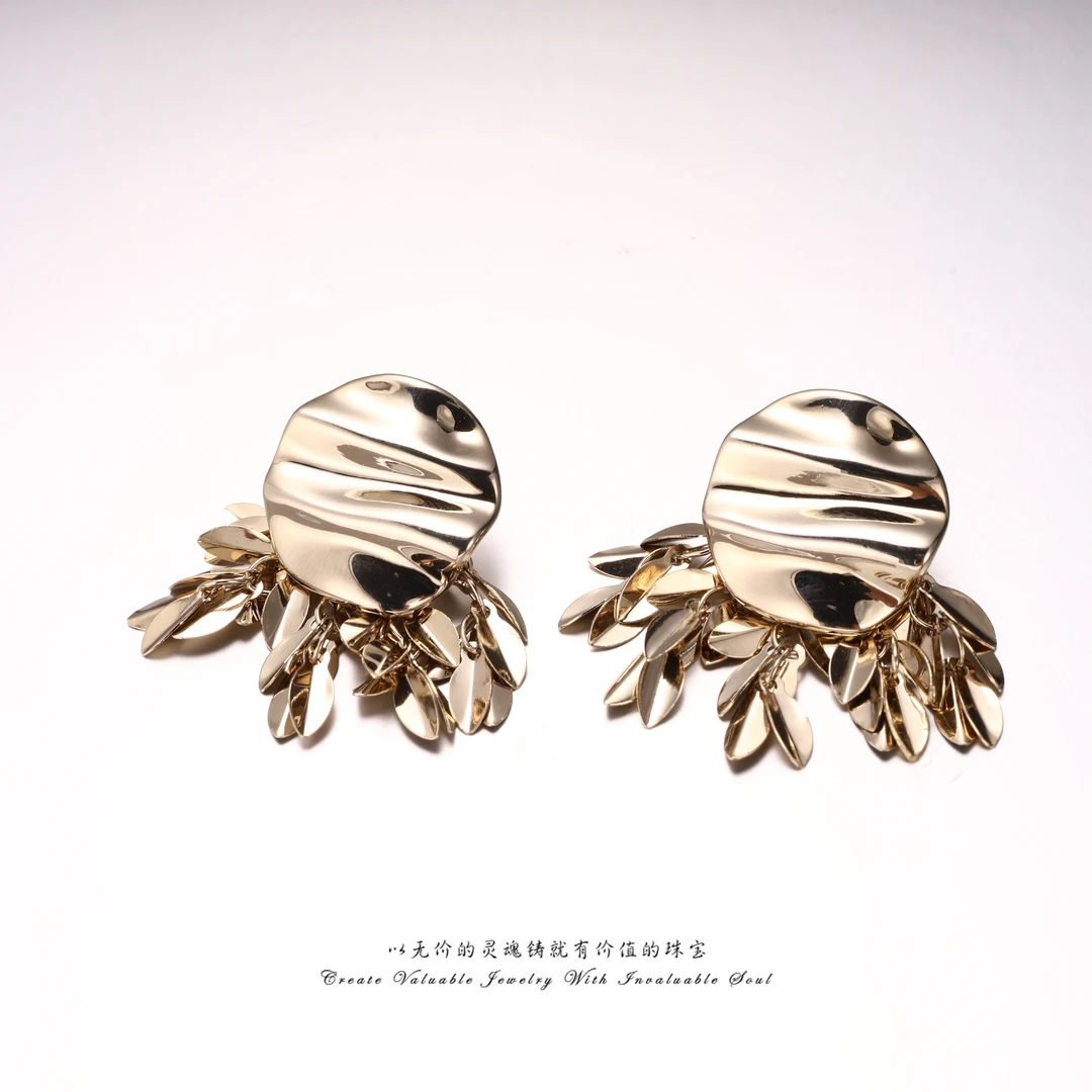 铜合金耳饰 【Francesca·V】意.凹凸不规则短款流苏耳环 FV-C-32008