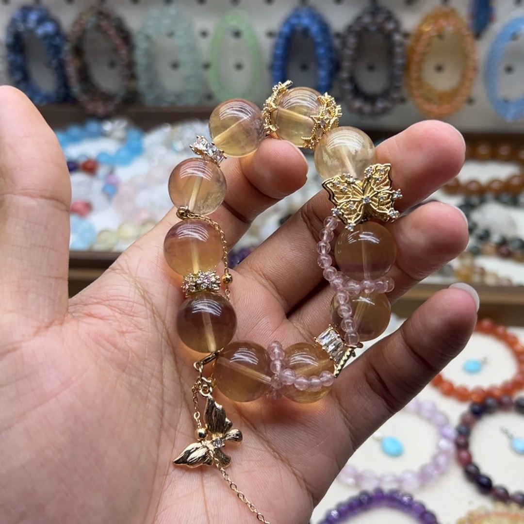 未镶嵌水晶手链16.5咪拉丝黄萤石