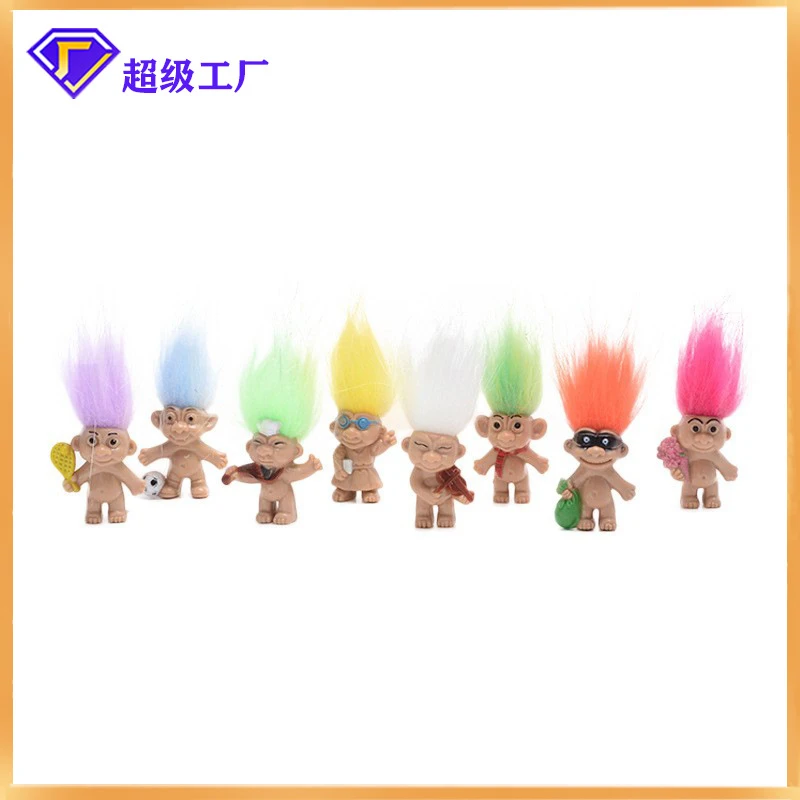 爆卖复古注塑巨魔娃娃丑娃印第安毛孩潮玩8个款式热销适合少
