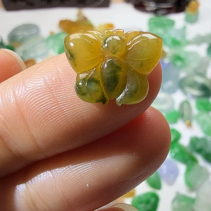 定制翡翠未镶嵌天然缅甸翡翠蝴蝶
