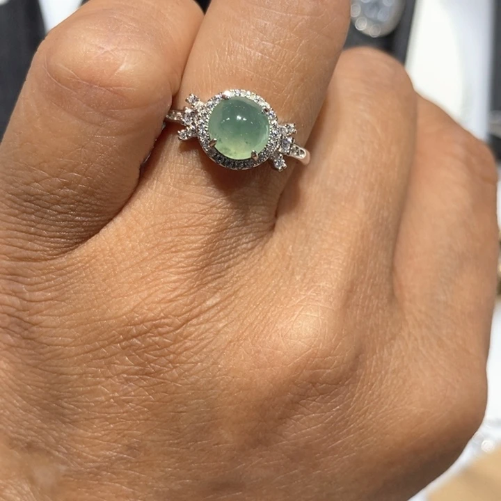 翡翠戒指银S925镶嵌戒指